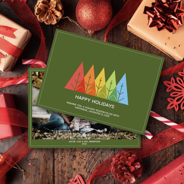 Modern Geometric Color Overlapping Christmas Photo Holiday Card (Creator Uploaded)