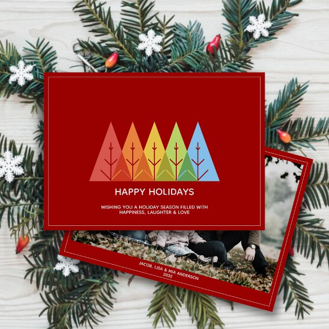 Modern Geometric Color Overlapping Christmas Photo Holiday Card (Creator Uploaded)