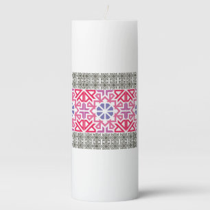 Modern Geometric colorful Boho Pattern Pillar Candle