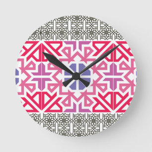 Modern Geometric colorful Boho Pattern Round Clock