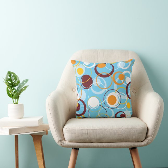Modern Geometric Colorful Circles Shape Pattern Throw Pillow (Chair)