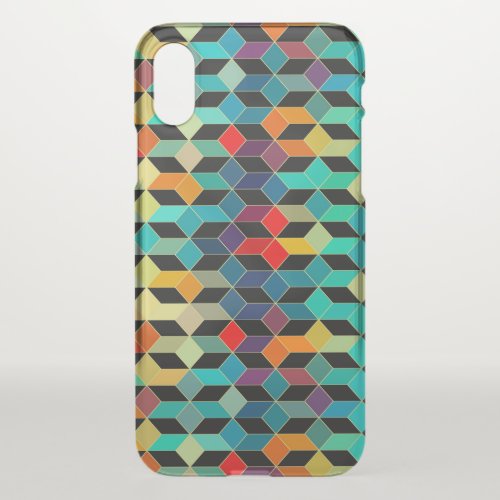 Modern Geometric Colorful Cubes Pattern iPhone X Case