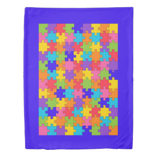 Modern Geometric Colorful Jigsaw Puzzle Pieces Duvet Cover