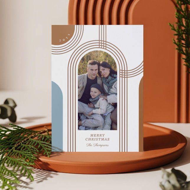 Modern Geometric Concentric Photo Arch Christmas Letterpress Photo Cards (Modern Geometric Concentric Photo Arch Christmas Letterpress Photo Cards)