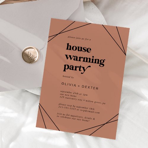 Modern Geometric  Copper Housewarming Party Invitation