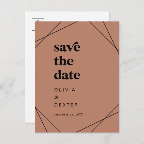Modern Geometric  Copper Save the Date Invitation Postcard