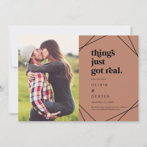 Modern Geometric Copper Things Just Got Real Photo Save The Date