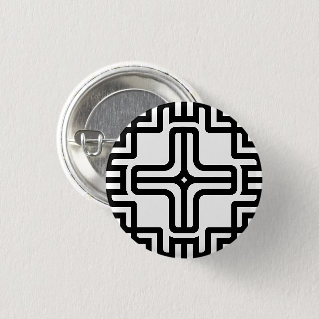 Modern Geometric Cross Line Art Button (Front & Back)