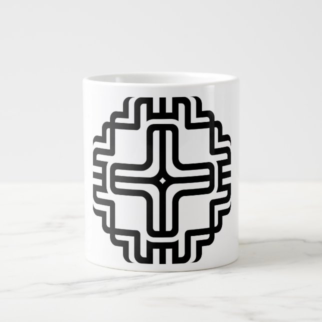 Modern Geometric Cross Line Art Giant Coffee Mug (Front)