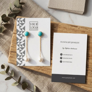 Modern Geometric Custom Logo Earring Display Card