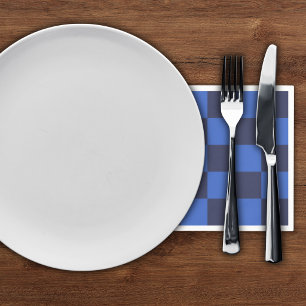 Modern Geometric Dark Blue Bold Checkers Napkins