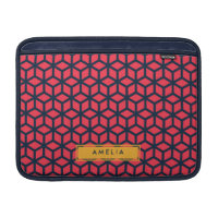 Modern Geometric Dark Pink Blue Personalized Name MacBook Sleeve