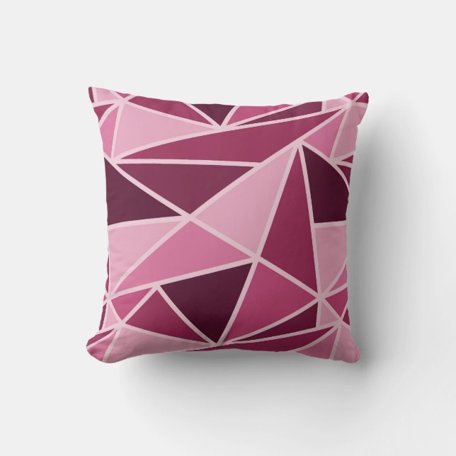 Modern Geometric Dark Pink, Light Pink Throw Pillow (Front)