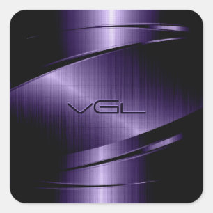 Modern Geometric Deep Purple Metallic Design Square Sticker