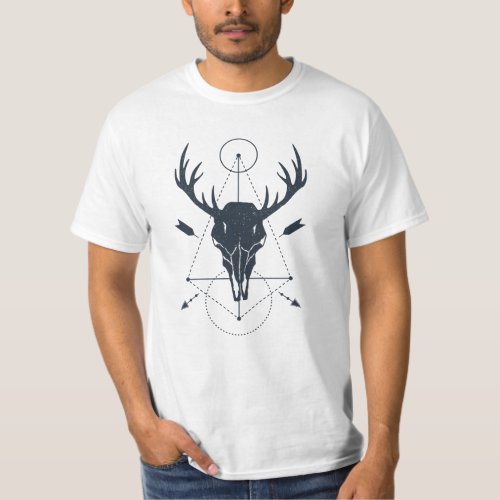 Modern Geometric Deer Skull Hunting Hunters T_Shirt