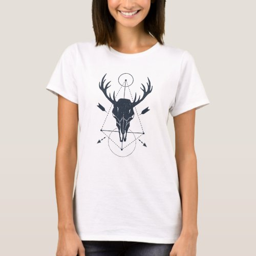 Modern Geometric Deer Skull Hunting Hunters T_Shirt