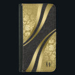 Modern Geometric Design Black & Gold Damasks Wallet Phone Case For Samsung Galaxy S5<br><div class="desc">Elegant gold and black vintage floral damask geometric modern design. Customizable monogram.</div>