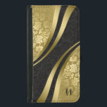 Modern Geometric Design Black & Gold Damasks Wallet Phone Case For Samsung Galaxy S5<br><div class="desc">Elegant gold and black vintage floral damask geometric modern design. Customizable monogram.</div>