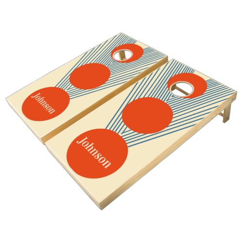 Modern Geometric Design Blue Orange Cornhole Set