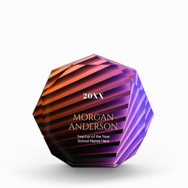 Modern Geometric Design, Gold Name, Year(s) Acrylic Award (Front)