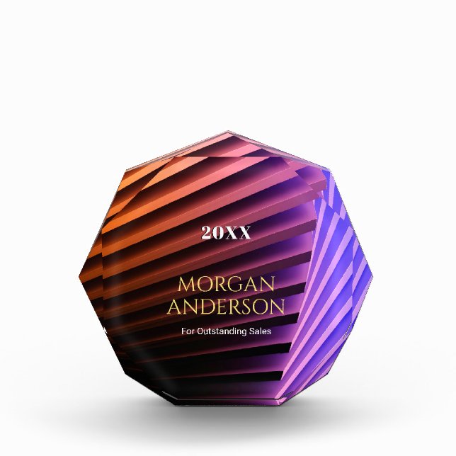 Modern Geometric Design, Gold Name, Year(s) Acrylic Award (Front)