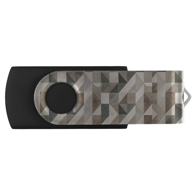 Modern Geometric Design - Neutral Beige & Gray Flash Drive (Front)