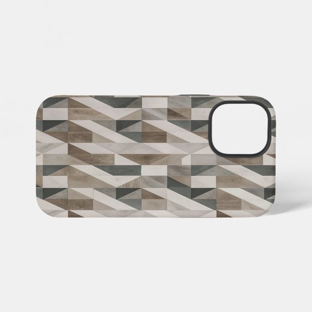 Modern Geometric Design - Neutral Beige & Gray iPhone Case (Back Horizontal)