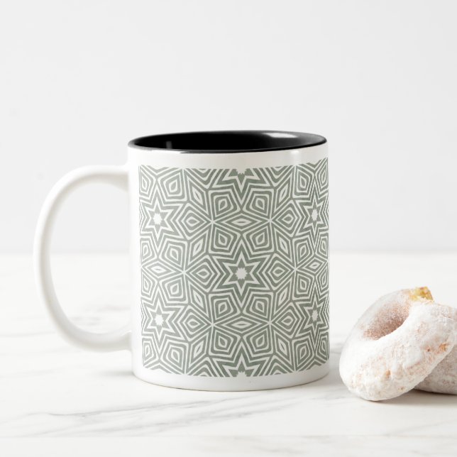 modern geometric design Two-Tone coffee mug (With Donut)