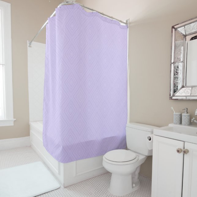 Modern Geometric Diamond Lilac Shower Curtain (In Situ)
