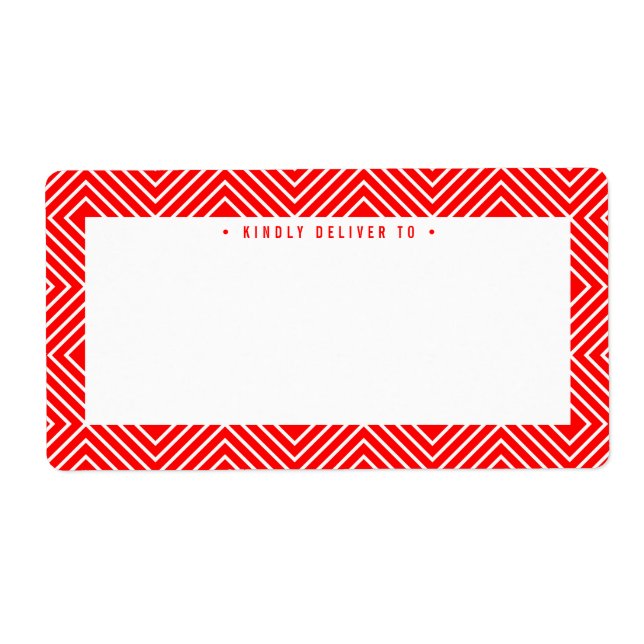 MODERN GEOMETRIC diamond pattern trendy bold red Label (Front)