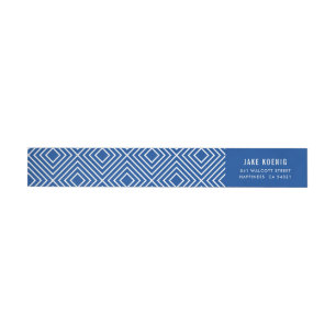 MODERN GEOMETRIC diamond pattern trendy royal blue Wrap Around Label