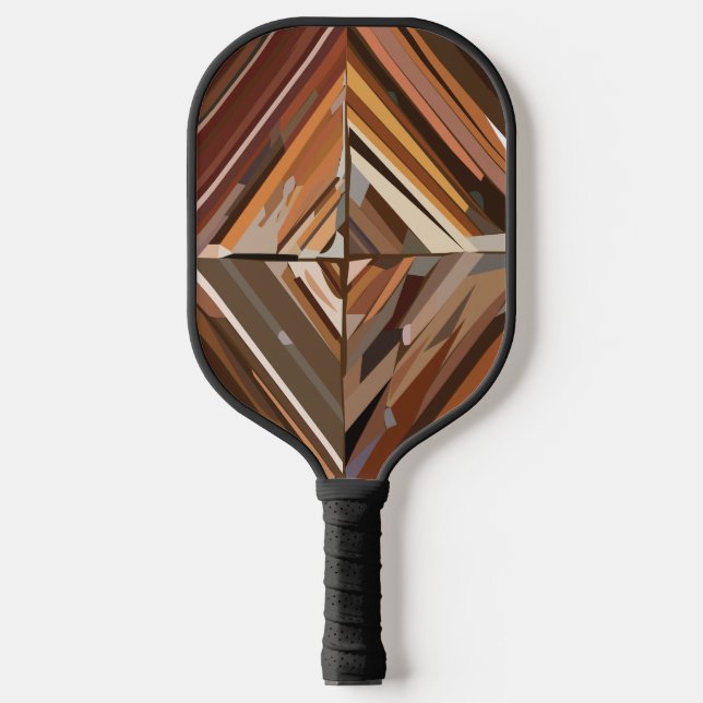 Modern Geometric Diamond Wood Pattern Pickleball Paddle (Front)
