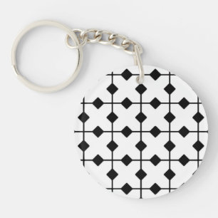 Modern Geometric, Diamonds - Black and White Keychain