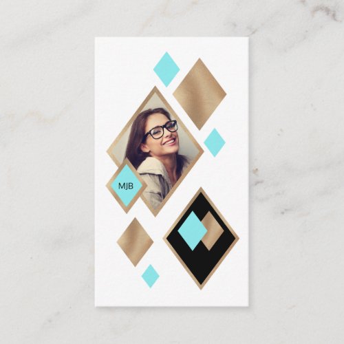 Modern Geometric Diamonds Photo and Social Media Business Card