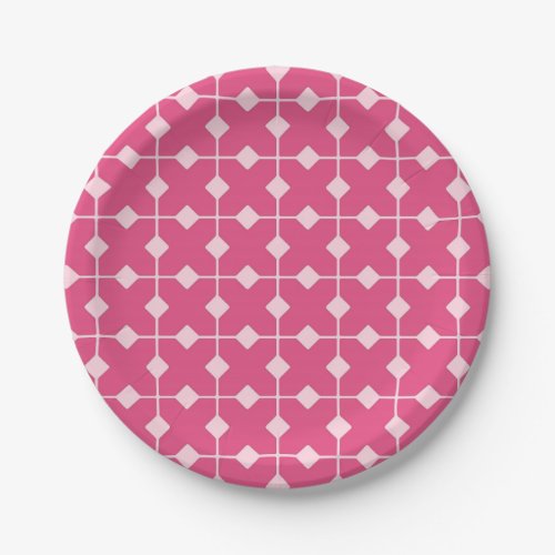 Modern Geometric Diamonds _ Strawberry pink Paper Plates