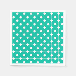 Modern Geometric, Diamonds - Turquoise and White Napkins
