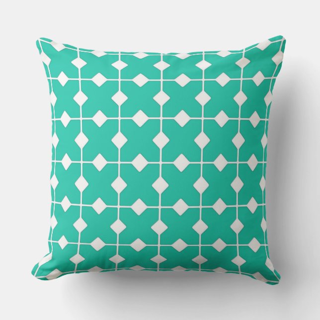 Modern Geometric, Diamonds - Turquoise Throw Pillow (Front)