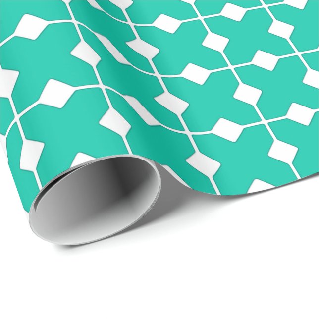 Modern Geometric, Diamonds - Turquoise Wrapping Paper (Roll Corner)