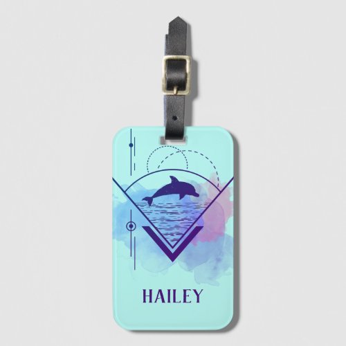 Modern Geometric Dolphin Personalized   Luggage Tag