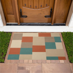 Modern Geometric Earth Tone Pattern Doormat