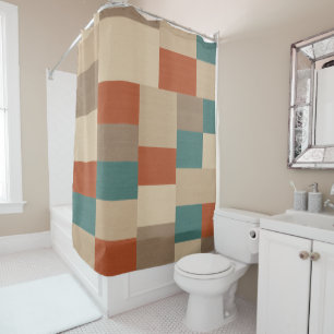 Modern Geometric Earth Tone Pattern Shower Curtain