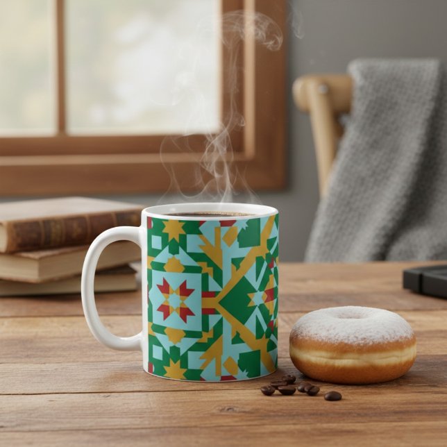 Modern Geometric Earth Tones Pattern Ceramic Coffe Coffee Mug (Creator Uploaded)