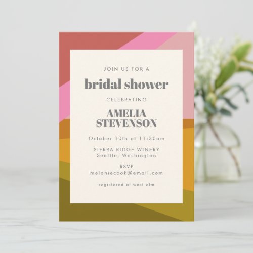 Modern Geometric Earthy Hues Bridal Brunch Shower Invitation