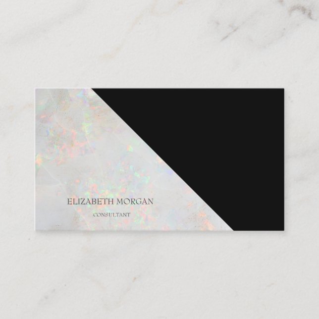 Modern Geometric, Elegant, Holographic Opal Business Card (Front)