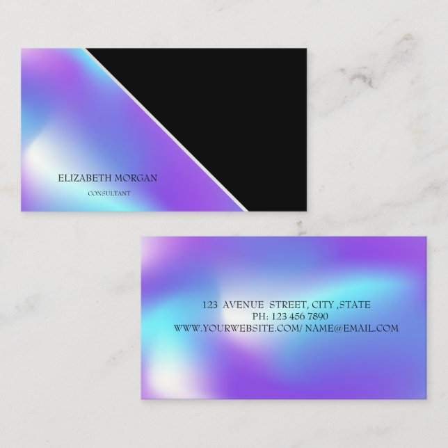 Modern Geometric, Elegant,Professional Holographic Business Card (Front/Back)