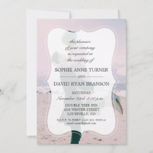 Modern Geometric Faded Photo Wedding Invitation