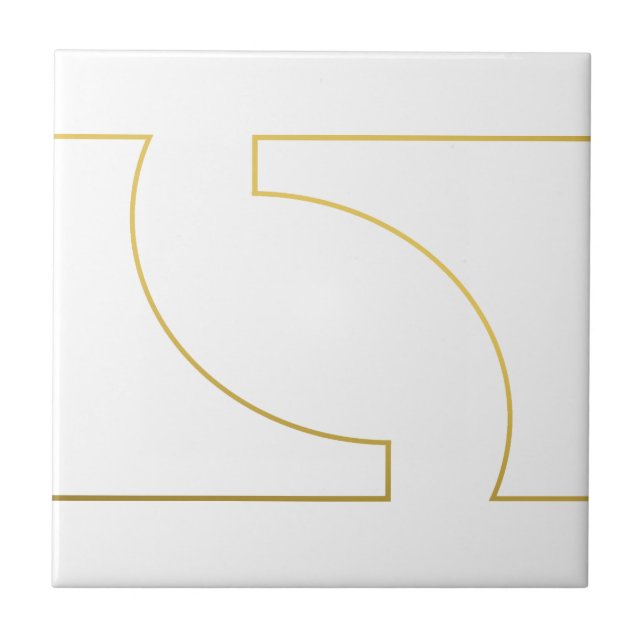 Modern Geometric Faux Gold Minimalistic Ceramic Tile (Front)