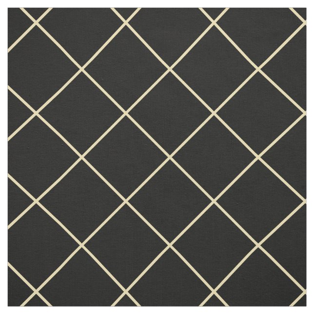 Modern Geometric Faux Gold Squares Black Checkered Fabric (Swatch)