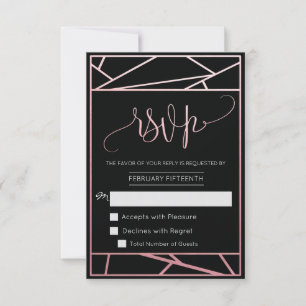 Modern Geometric Faux Rose Gold RSVP Card