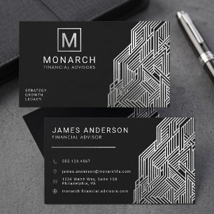 Modern Geometric Financial Advisor Foil Business Cards